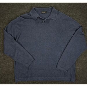 BRANDINI le collezioni Men's Dark Blue Heathered Long Sleeve Polo Shirt